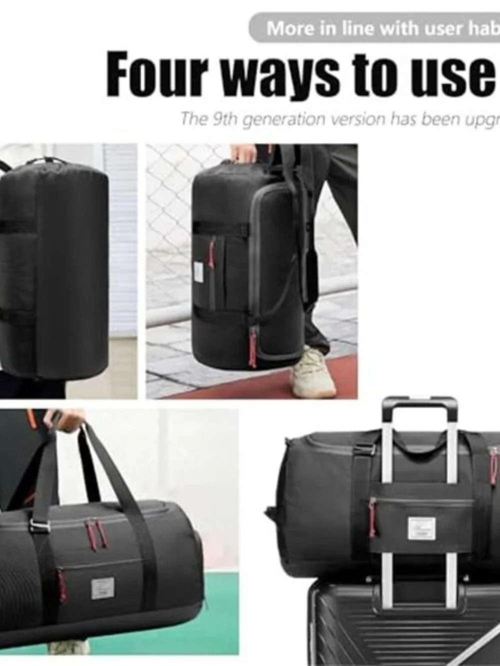 Mens Gym Duffel Bag 65L Travel Bag Shoe Compartment Waterproof Weekender Bag